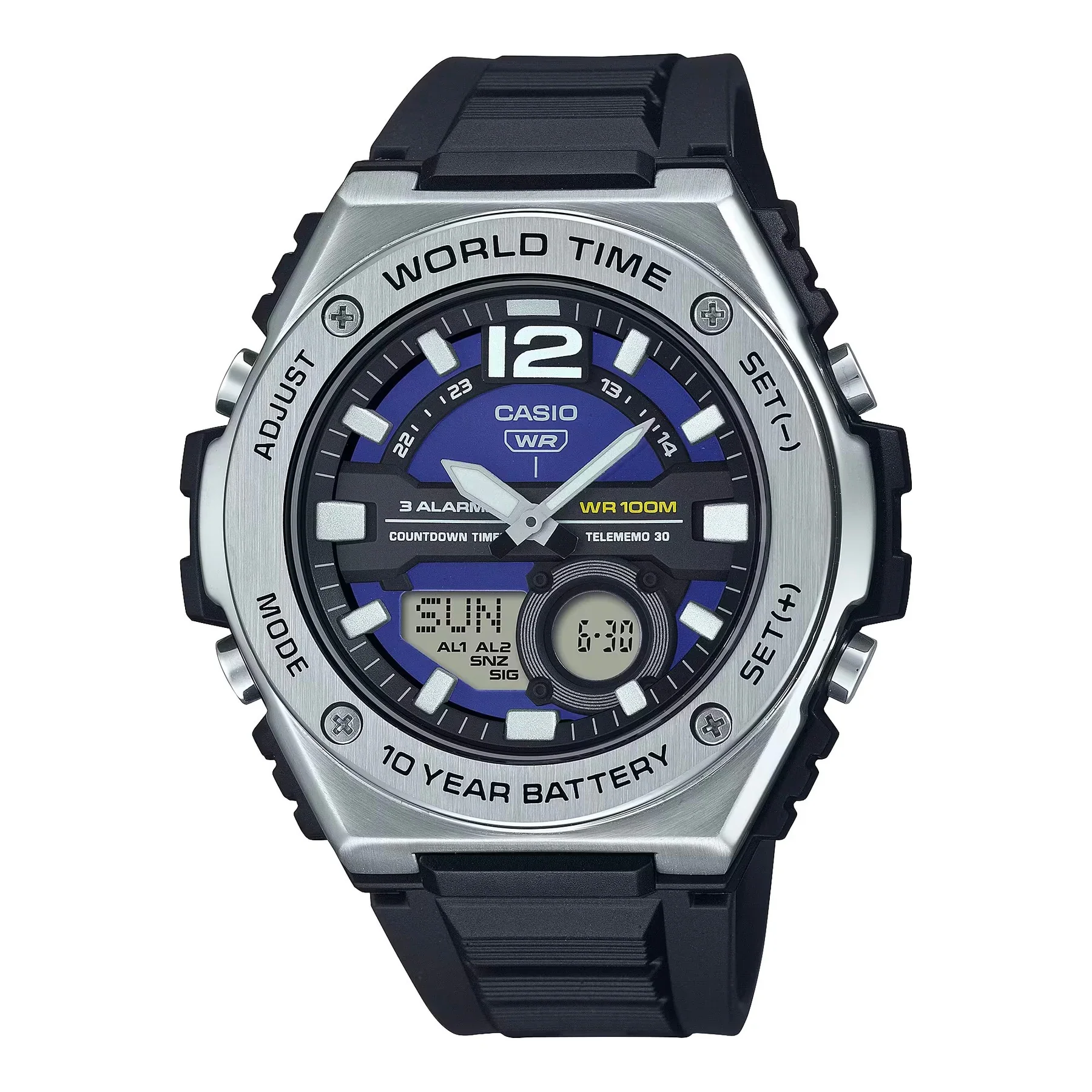 Casio Metal-Clad Dual Digital Analogue Watch MWQ100-2A